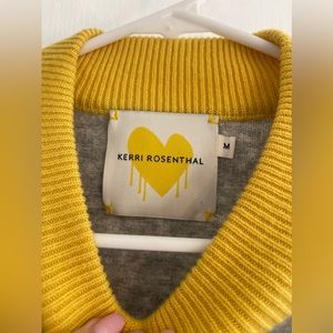 Kerri Rosenthal The Mock Contrast Sweater - Heather Grey/Sunshine Medium